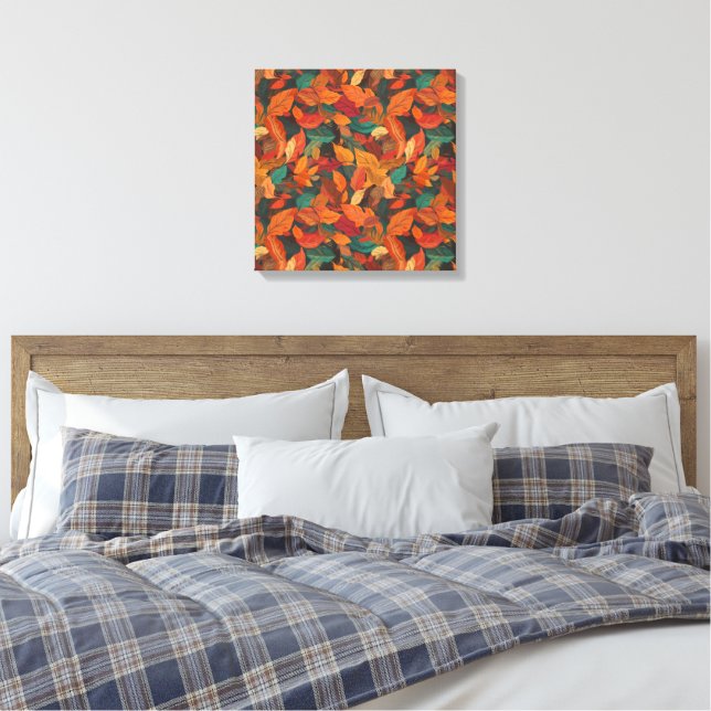 Colorful Fall Leaves Canvas Print (Insitu(Bedroom))