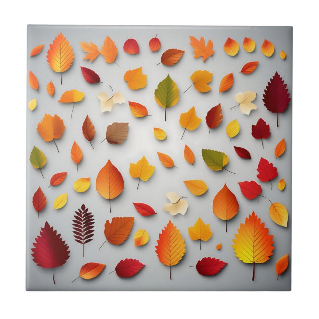 Colorful Fall Leaves Ceramic Tile (Front)