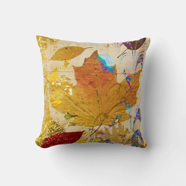 Colorful Fall Leaves Collage Custom Pillow (Front)