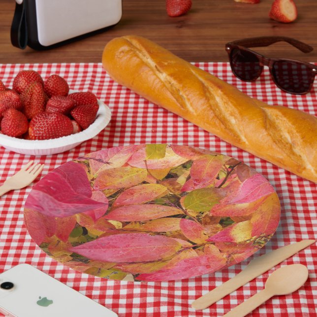 Colorful Fall Leaves Floral Paper Plates (Picnic)