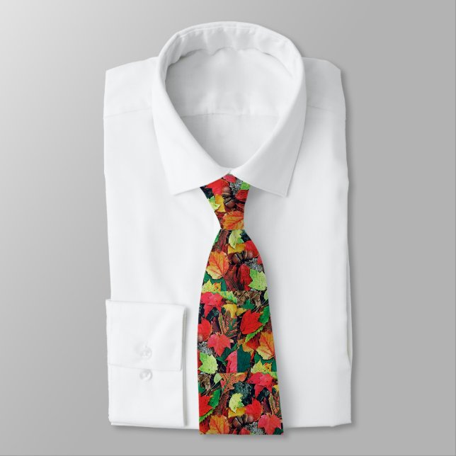 Colorful fall leaves for the man: neck tie (Tied)
