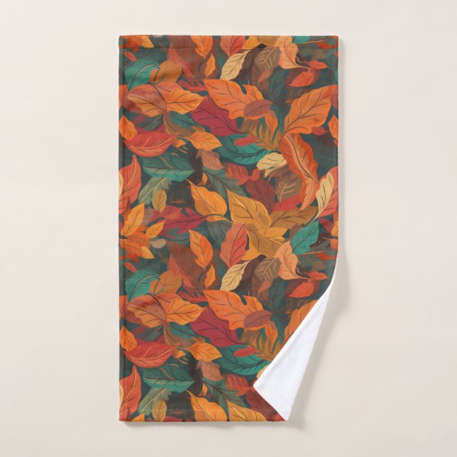 Colorful Fall Leaves Hand Towel (Hand Towel)