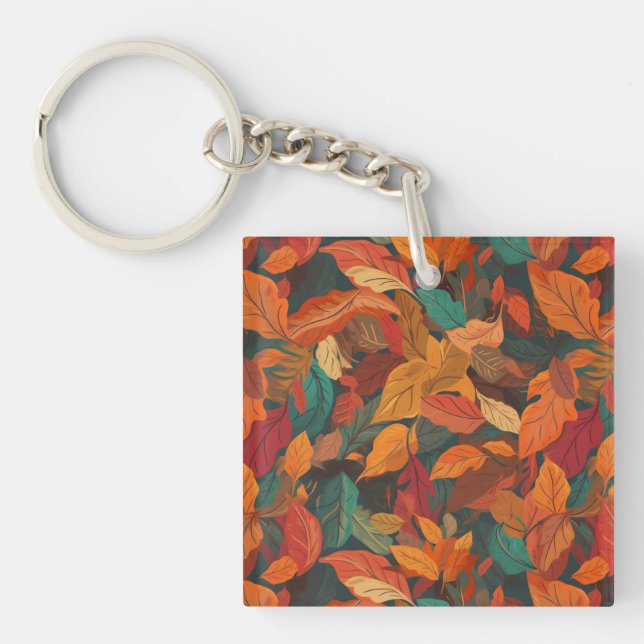 Colorful Fall Leaves  Keychain (Front)