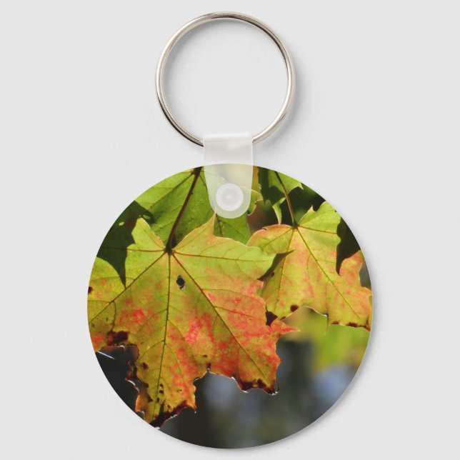 Colorful fall leaves keychain (Front)