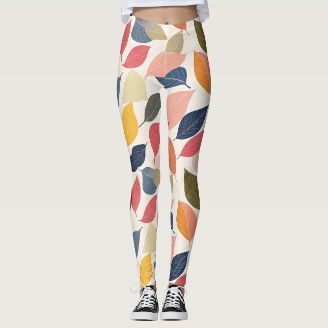 Colorful Fall Leaves Leggings (Front)