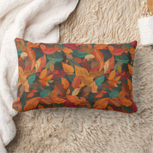 Colorful Fall Leaves Lumbar Pillow