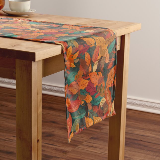 Colorful Fall Leaves Medium Table Runner (In Situ)