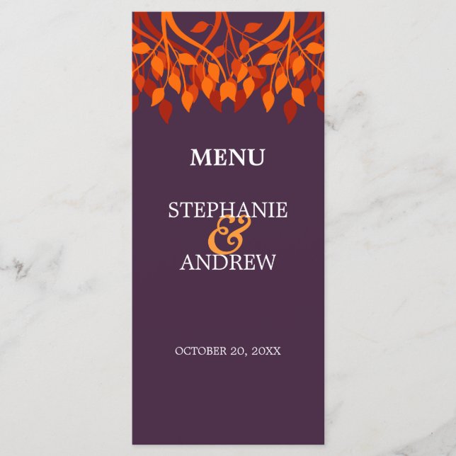 Colorful Fall Leaves Menu Card (Front)