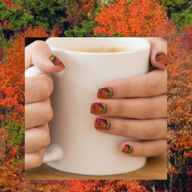 Colorful Fall Leaves Minx Nail Art (Fall Leaves Nail Wraps)