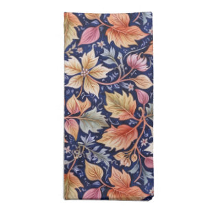 Colorful Fall Leaves on Blue Cloth Napkin