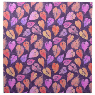 Colorful Fall Leaves On Purple Pattern Cloth Napkin
