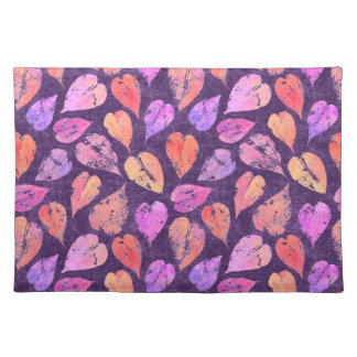 Colorful Fall Leaves On Purple Pattern Cloth Placemat