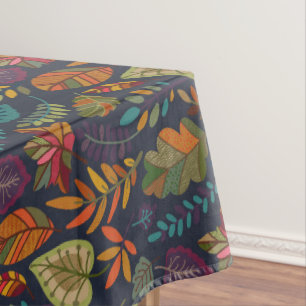 Colorful Fall Leaves Pattern Fabric Tablecloth
