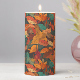Colorful Fall Leaves  Pillar Candle
