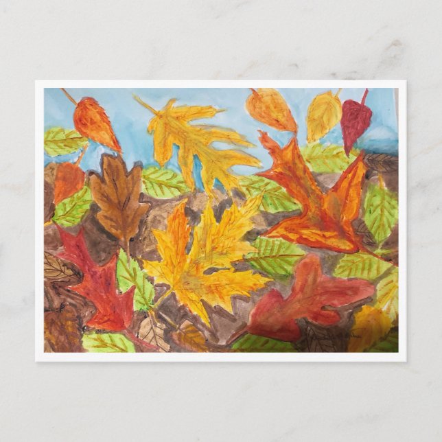 Colorful Fall Leaves Postcard (Front)