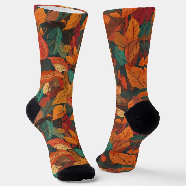 Colorful Fall Leaves  Socks (Angled)