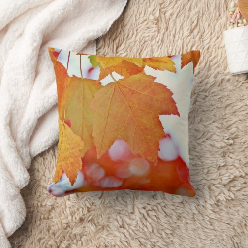 Colorful Fall Leaves Throw Pillow