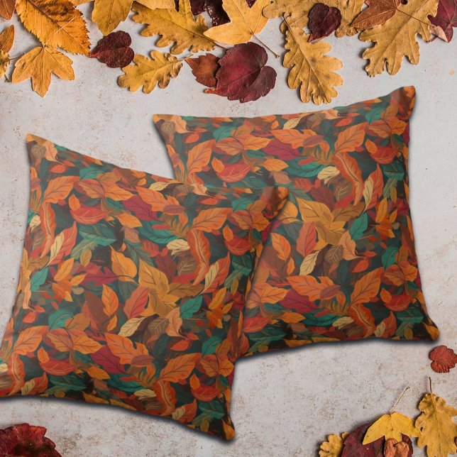 Colorful Fall Leaves Throw Pillow (Creator Uploaded)