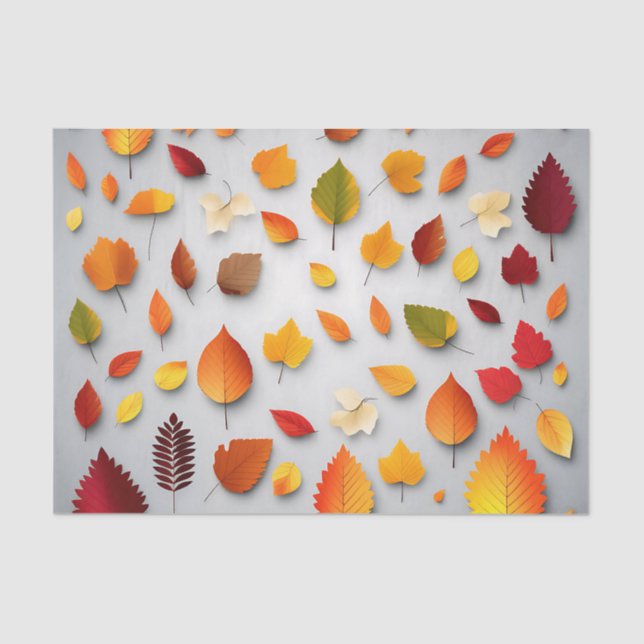 Colorful Fall Leaves Tissue Paper (Front)