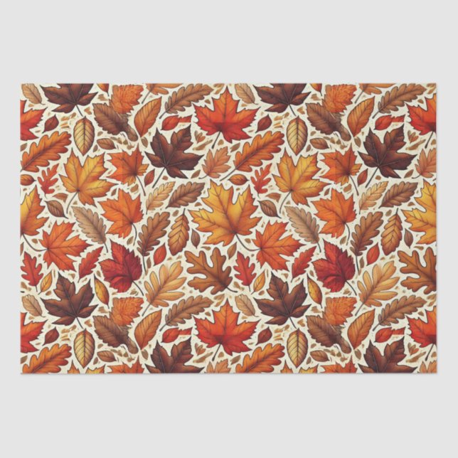 Colorful Fall Leaves Tissue Paper (Front)