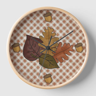 Colorful Fall Leaves Wall Clock