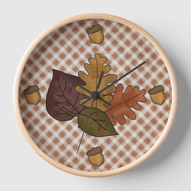 Colorful Fall Leaves Wall Clock (Front)