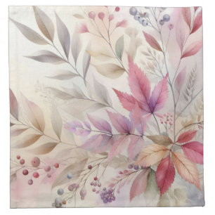 Colorful Fall leaves watercolor pastel color  Cloth Napkin