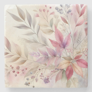 Colorful Fall leaves watercolor pastel color Stone Coaster