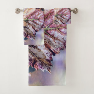 Colorful Fall leaves with fall colors watercolor Bath Towel Set