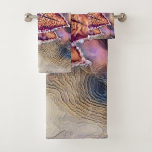 Colorful Fall leaves with fall colors watercolor Bath Towel Set
