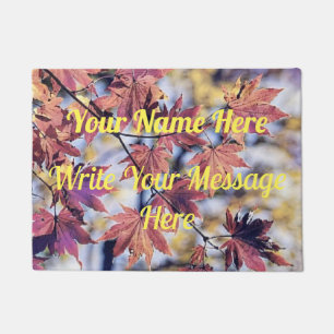 Colorful Fall leaves with fall colors watercolor  Doormat
