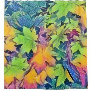 Colorful Fall leaves with fall colors watercolor Shower Curtain