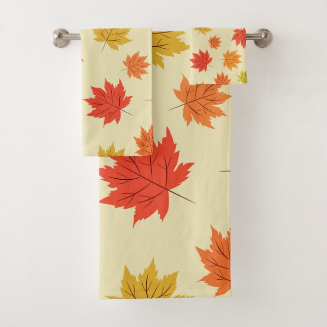 Colorful Fall Maple Leaves Pattern  Bath Towel Set (Insitu)