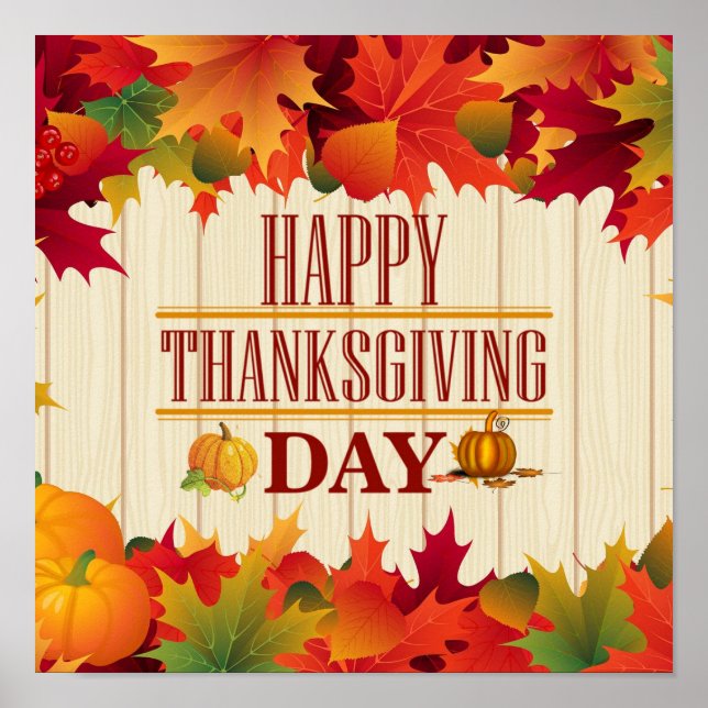 COLORFUL FALL MAPLE LEAVES THANKSGIVING POSTER (Front)