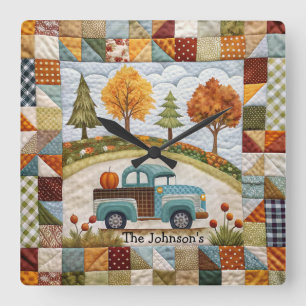 Colorful Fall Pickup Truck Wall Clock