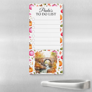 Colorful Fall Pumpkins Forest Bridge To Do List Magnetic Notepad