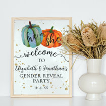 Colorful Fall Pumpkins Gender Reveal Welcome Sign