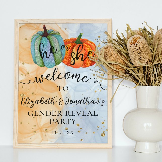 Colorful Fall Pumpkins Gender Reveal Welcome Sign (Creator Uploaded)