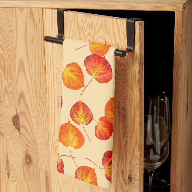 Colorful Fall Quaking Aspen Leaves Kitchen Towel (Thirds Fold)