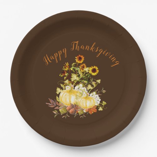 Colorful Fall Season Happy Thanksgiving Holiday Paper Plates