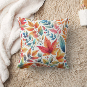 Colorful Fall Season Leaves Decorative Throw Pillow