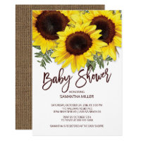 Colorful Fall Sunflowers Neutral Baby Shower Invitation