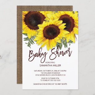 Colorful Fall Sunflowers Neutral Baby Shower Invitation