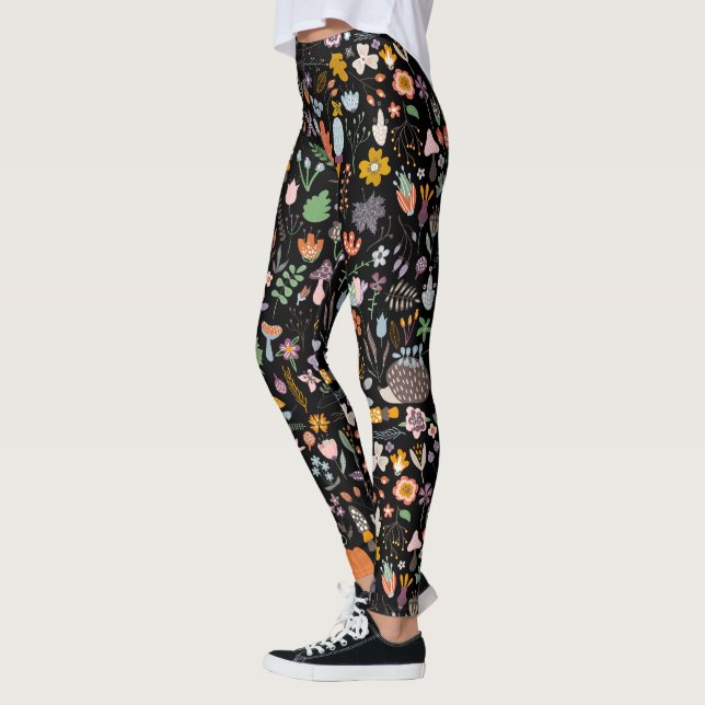 Colorful Fall & Symbols Pattern Leggings (Left)