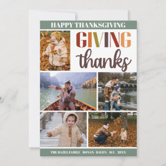 Colorful Fall Thanksgiving Family Customizable Holiday Card