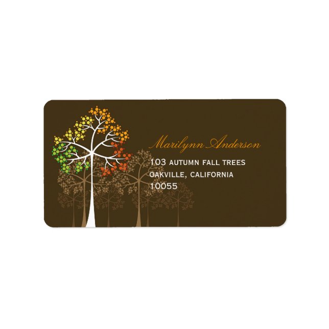 Colorful Fall Trees Autumn Brown Address Labels (Front)
