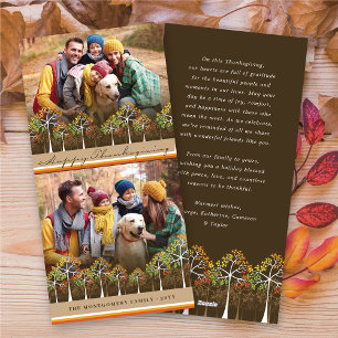 Colorful Fall Trees Happy Thanksgiving 2 Photo Holiday Card