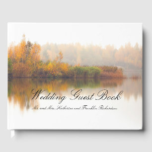 Colorful fall Trees Waterfront Rustic Wedding Guest Book