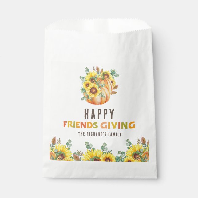 Colorful Fall Vibe Thanksgiving Dinner Party Favor Bag (Front)