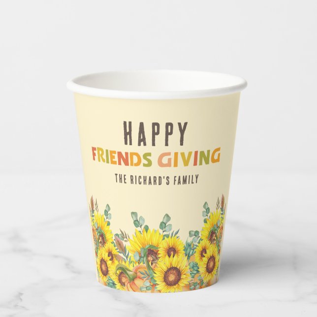 Colorful Fall Vibe Thanksgiving Dinner Party Paper Cups (Front)